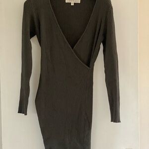 Knit Sweater dress in dark green